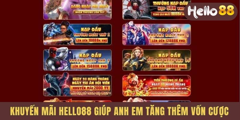 Hello88 Khuyến mãi giúp anh em tăng thêm tài sản